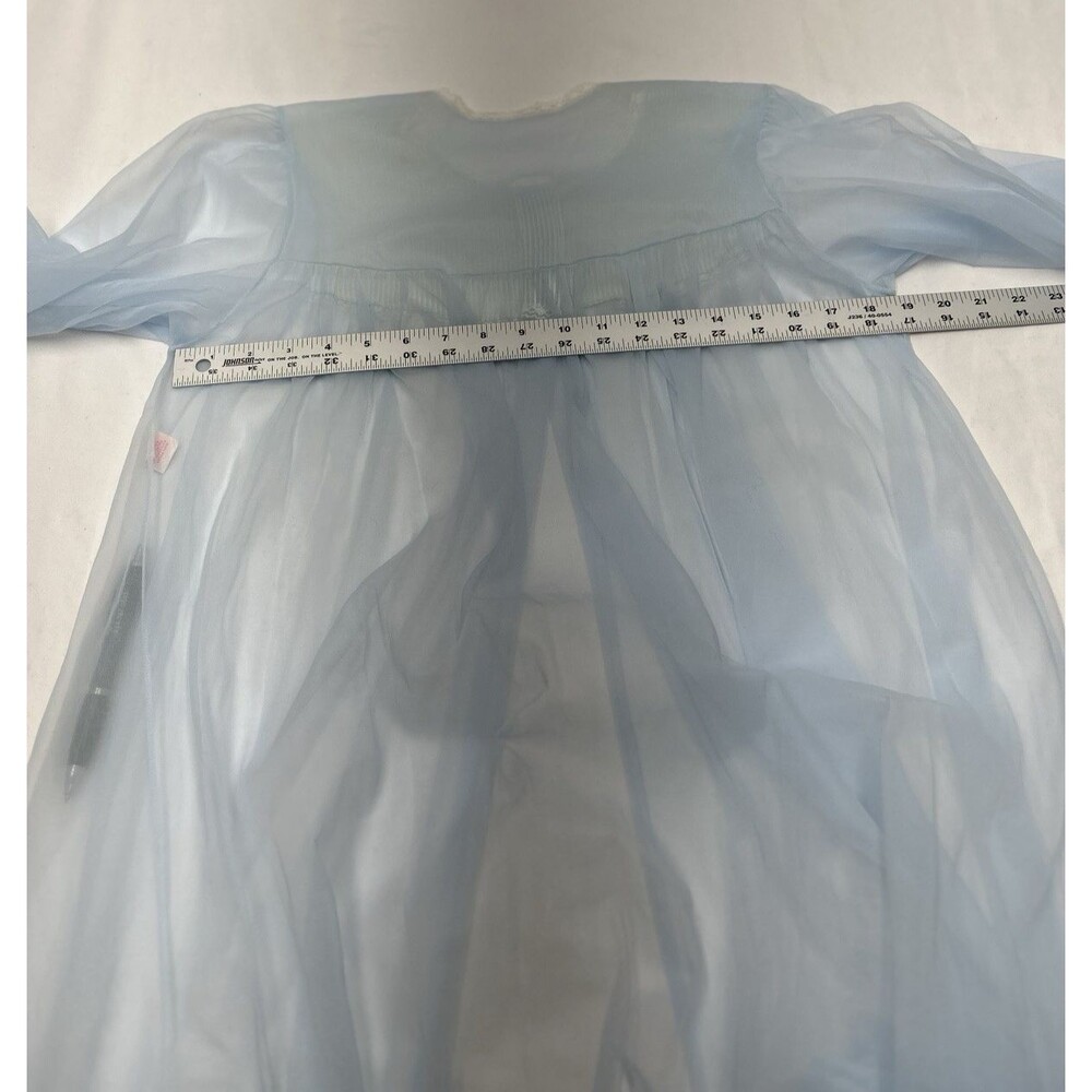 VTG 60's Sears 2 Pc Blue Maxi Peignoir Set Women's Size 36 Medium Nylon Modest - Picture 11 of 12